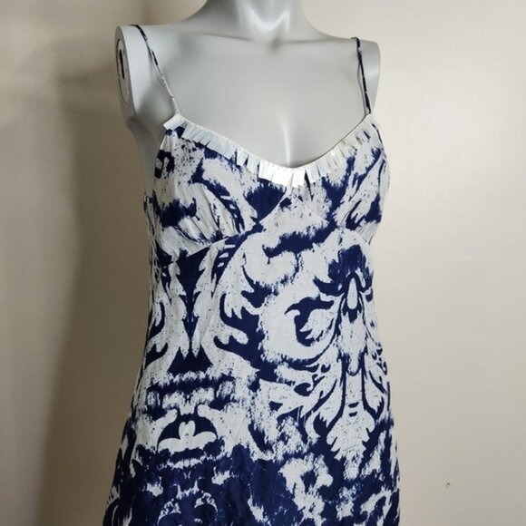 Velvet by Graham Spencer Blue and White Silk Slip Mini Dress Size Small - Picture 2 of 13